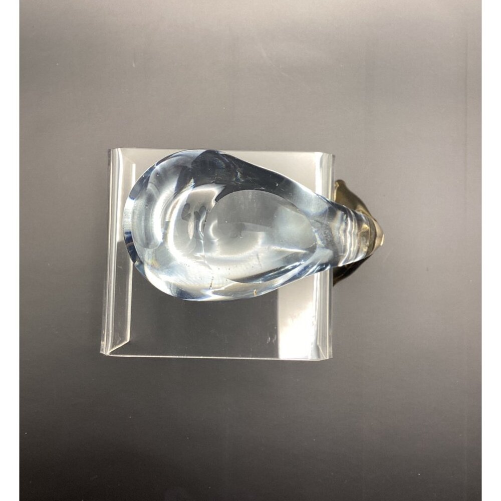 Art Glass Whale Figurine Paperweight Clear With Gold Trim Overlay 2.5 in Tall - Picture 8 of 8